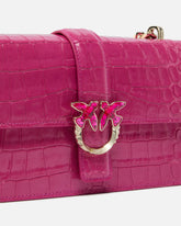 PINKO Galleria Love Bag Puff small crossbody bag in crocodile-print leather with jewel buckle - | Pinko