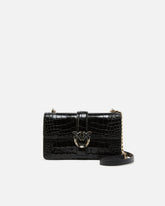 PINKO Galleria Love Bag Puff small crossbody bag in crocodile-print leather with jewel buckle - | Pinko