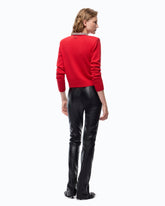 Ausgestellte Slim-Fit-Hose mit Nappaleder-Effekt - Schwarz | Pinko