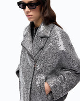 Sequinned pea coat - Multicolor Black-White | Pinko