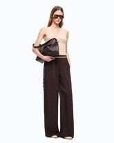 Pantalones palazzo con motivo floral y banda de encaje - | Pinko