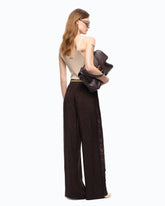 Pantalones palazzo con motivo floral y banda de encaje - | Pinko
