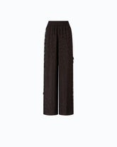 Pantalones palazzo con motivo floral y banda de encaje - | Pinko