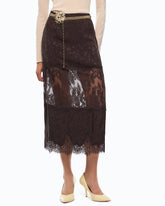 Gonna pencil in pizzo - Marrone | Pinko