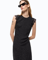 Langes Kleid mit Schlitz und Einsätzen in Spitze - | Pinko