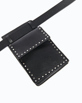 Texan leather belt with storage pockets, 3 cm - | Pinko