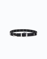 Leather belt with rectangular studs, 3 cm - | Pinko