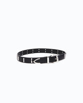 Leather belt with rectangular studs, 3 cm - | Pinko