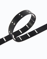 Leather belt with rectangular studs, 3 cm - | Pinko
