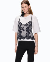 T-shirt με τοπ από δαντέλα - | Pinko