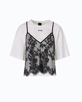 T-shirt with lace top - | Pinko