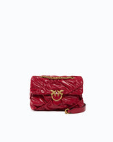 Mini Love Bag Puff crossbody bag in quilted new shiny leather - Red | Pinko