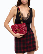 Mini Love Bag Puff crossbody bag in quilted new shiny leather - Red | Pinko