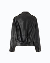 Giacca biker stile chiodo in nappa con borchie - Nero | Pinko