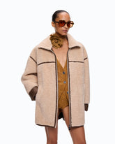 Caban effetto shearling con collo alto - | Pinko