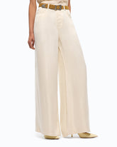 Pantalones palazzo de sarga aterciopelada - Beige | Pinko
