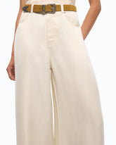 Pantalones palazzo de sarga aterciopelada - Beige | Pinko