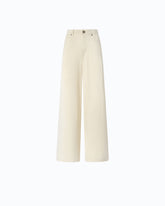 Pantalones palazzo de sarga aterciopelada - Beige | Pinko