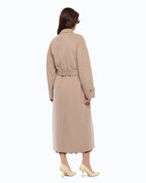 Coat in double-layered wool-blend cloth with belt - | Pinko