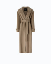 Coat in double-layered wool-blend cloth with belt - | Pinko