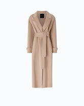 Coat in double-layered wool-blend cloth with belt - Grey | Pinko
