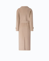 Coat in double-layered wool-blend cloth with belt - Grey | Pinko