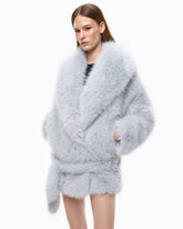 Giacca blouson effetto pelliccia con cintura - | Pinko
