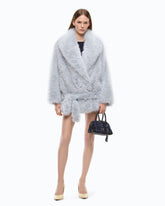 Giacca blouson effetto pelliccia con cintura - | Pinko