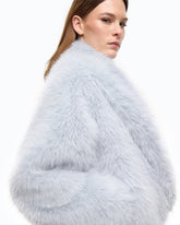 Giacca blouson effetto pelliccia con cintura - | Pinko