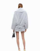 Giacca blouson effetto pelliccia con cintura - | Pinko