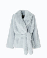 Giacca blouson effetto pelliccia con cintura - | Pinko