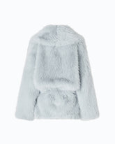 Giacca blouson effetto pelliccia con cintura - | Pinko