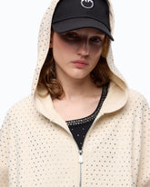 Sudadera con strass, cremallera y capucha - | Pinko