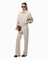 Pantalon droit à taille élastiquée - Beige | Pinko