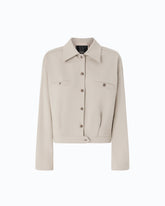 Relaxed-fit overshirt in full Milano-knit fabric - Beige | Pinko