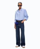 Striped poplin shirt with jewel cuffs - | Pinko
