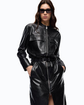 Abito midi effetto pelle con zip - | Pinko