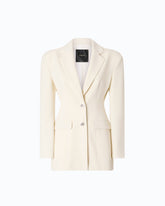 Slim-fit jacket with padded shoulders - White | Pinko