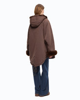 Parka in cotone con dettagli effetto pelliccia - Marrone | Pinko