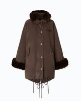 Parka in cotone con dettagli effetto pelliccia - Marrone | Pinko