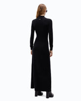 Long wool-blend dress with cut-out - | Pinko