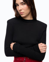 Merino wool sweater with removable shoulder pads - | Pinko