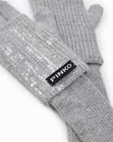 Sequinned gloves with PINKO logo - | Pinko