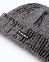 Beanie with sequins and PINKO logo lettering - Grey | Pinko