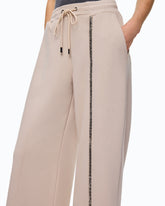 Wide-leg trousers with drawstring and chain - Beige | Pinko