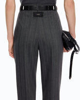 Zigarettenhose aus stretchigem Wollmix mit Nadelstreifen - | Pinko