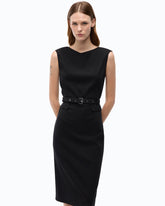 Midi sheath dress with belt - Black | Pinko