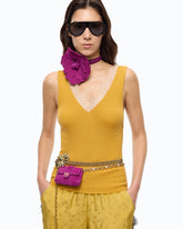 Canotta in misto seta e cashmere con scollo in pizzo - | Pinko