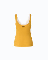 Canotta in misto seta e cashmere con scollo in pizzo - | Pinko