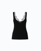 Vest top in silk and cashmere blend with lace neck - | Pinko